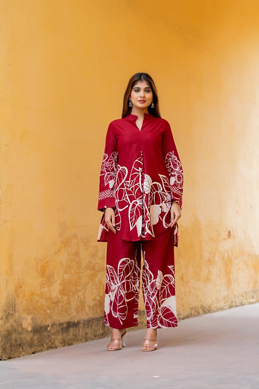 Summer perfect digital printed co ord in red
