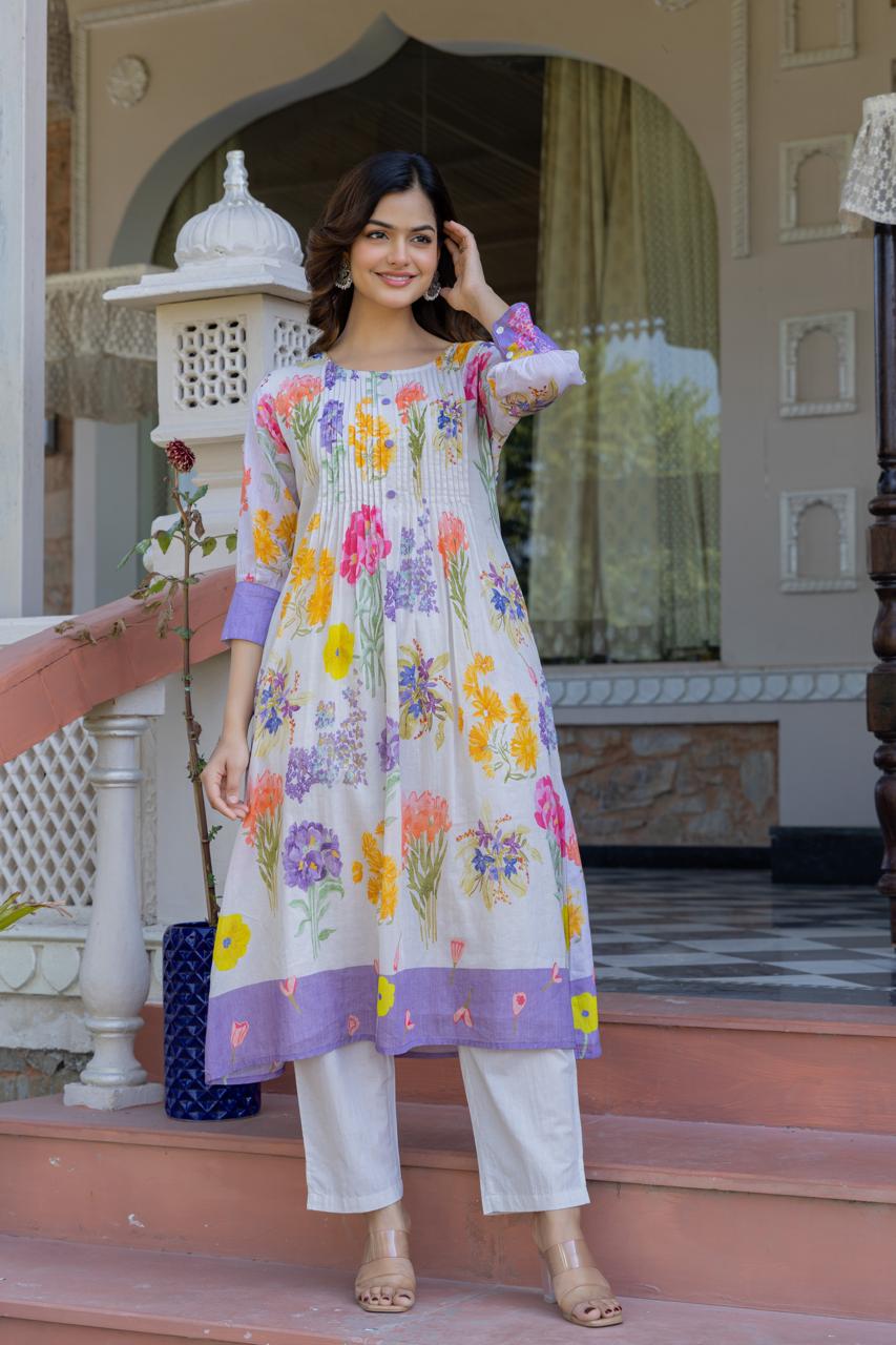 Pure mul cotton digital printed lining kurta pant