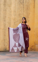 Pretty cotton Worli art suit set in mouse