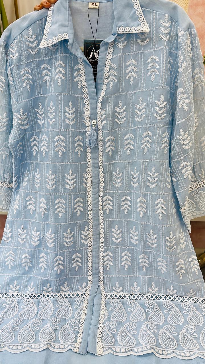 Mul cotton embroidered Co ord set