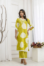 Stylish super elegant cotton suit set with lace detailing