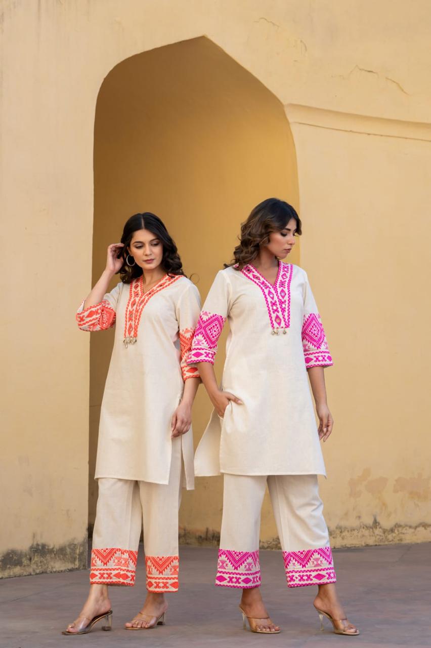 Wow wow flex cotton designer kurta pant in rust