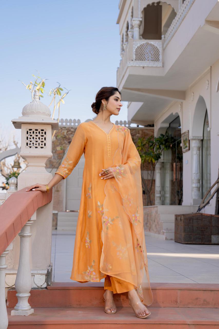 Super pretty Mul Chanderi suit set