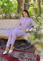 Gorgeous lavender colour embroidered suit set