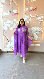 Mul cotton embroidered lining full suit