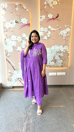 Mul cotton embroidered lining full suit