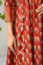 Wow wow ajrakh cotton Anarkali suit set