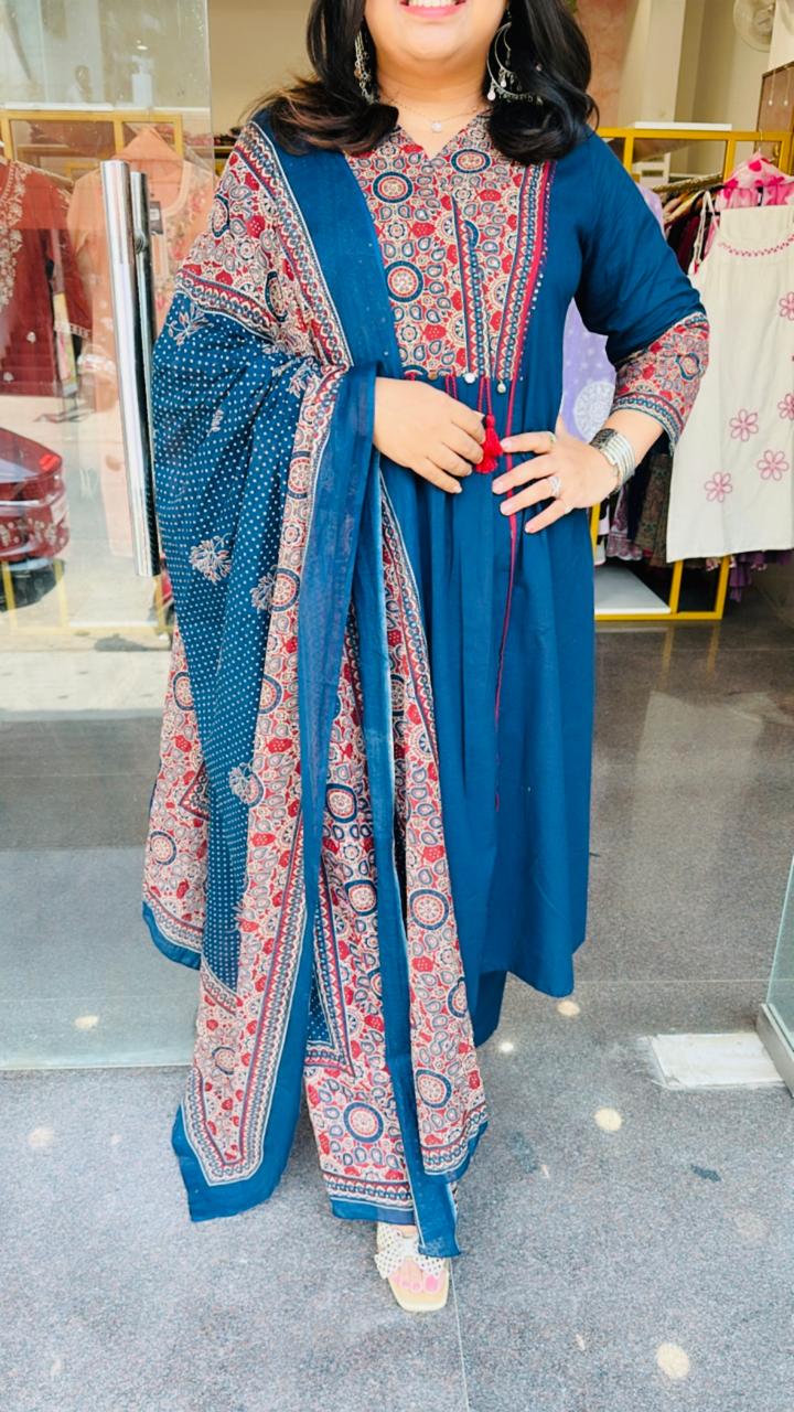 Wow pure cotton suit set in blue