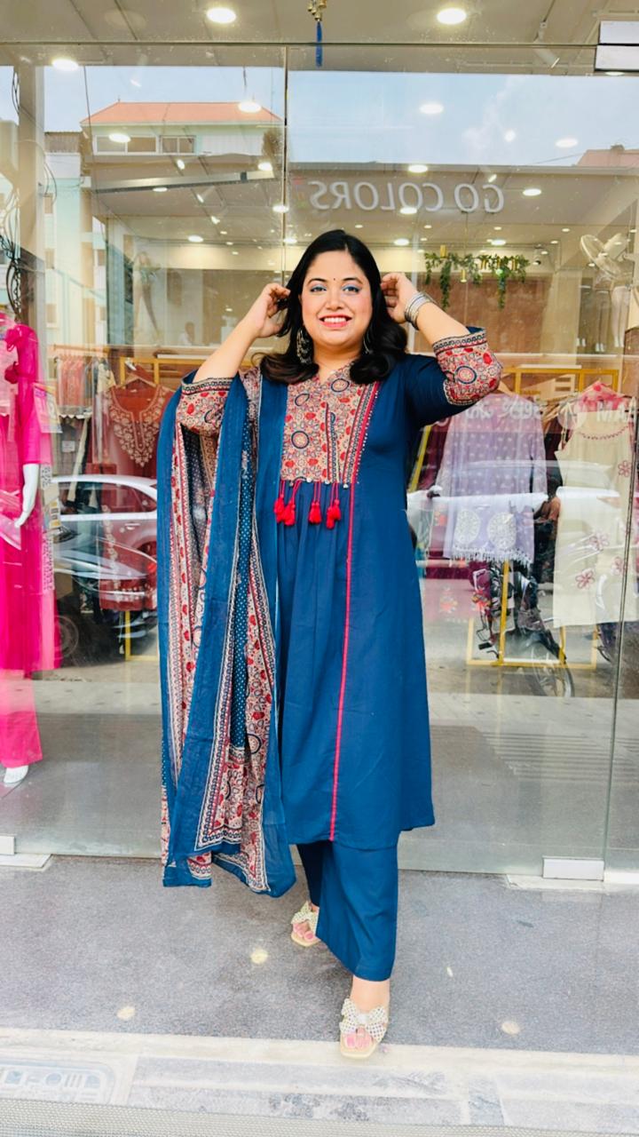 Wow pure cotton suit set in blue