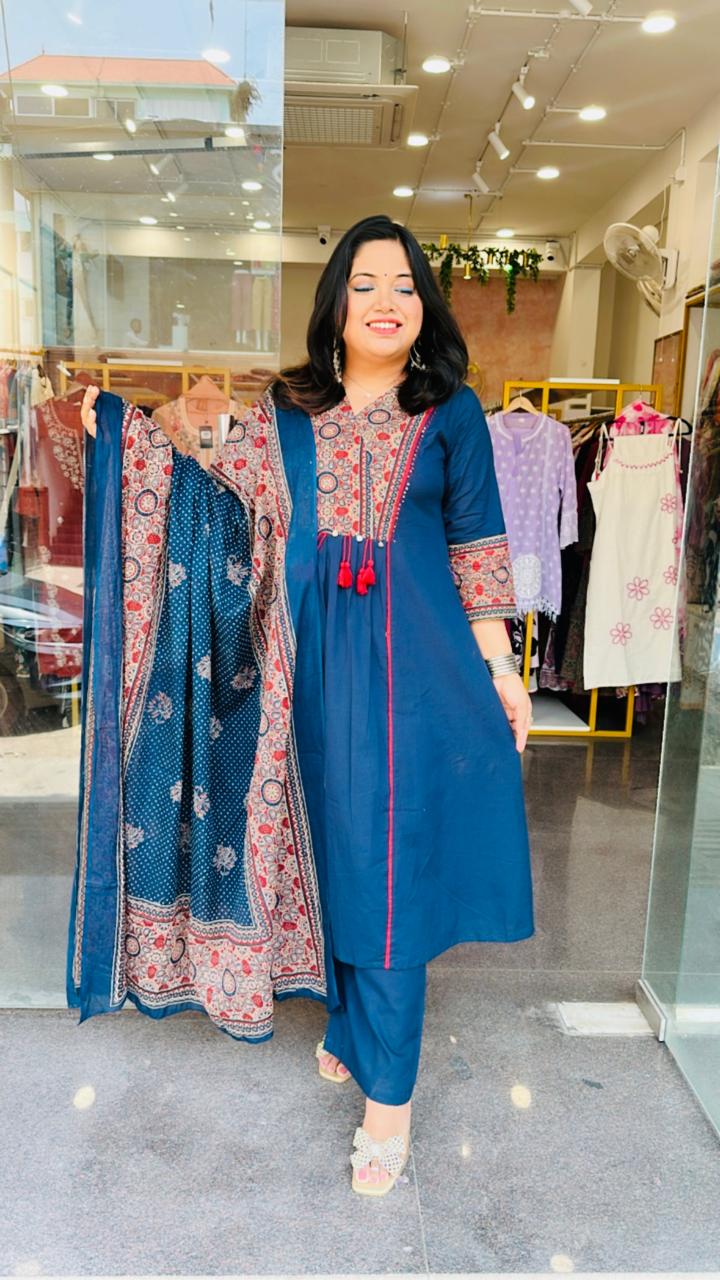 Wow pure cotton suit set in blue