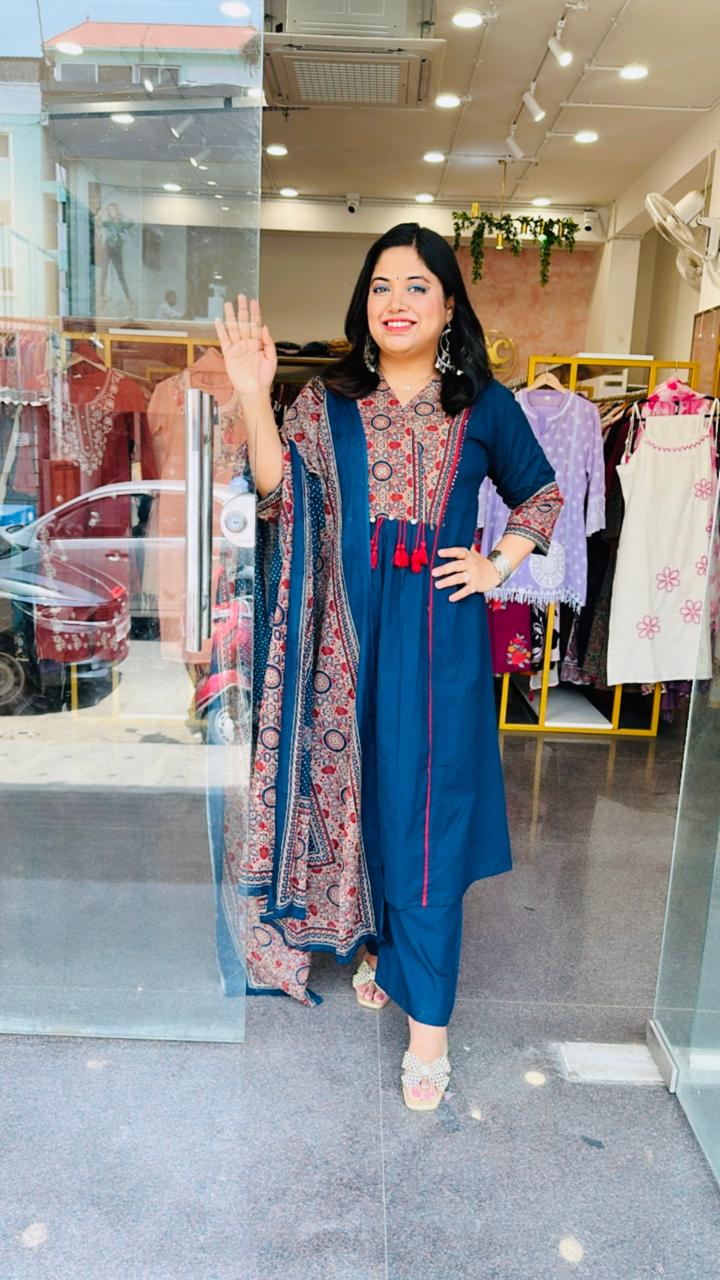 Wow pure cotton suit set in blue