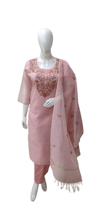 Premium Kota checks lining embroidered suit set