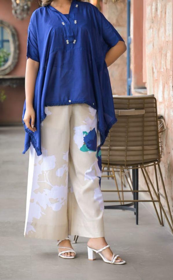 Restocked !! Blue shantoon on kaftan top paired with cotton pant !! Dispatch in 15 Days !!