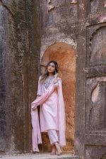 Elegant soft and classy embroidery suit set in pink