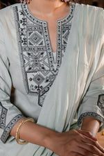 Elegant soft and classy embroidery suit set in green