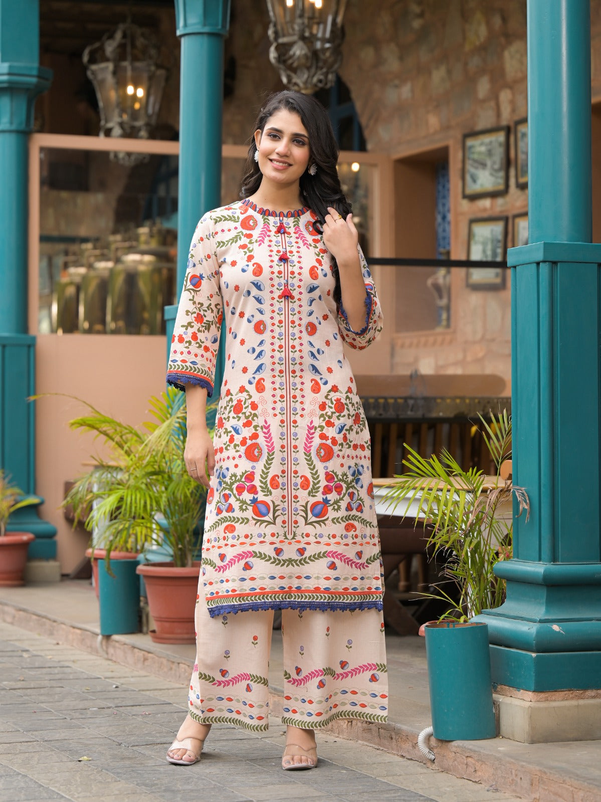 Smart linen kurta pant in a beautiful print