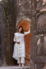 Elegant soft and classy embroidery suit set in white
