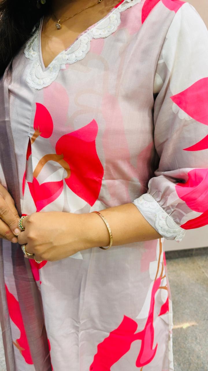 Stylish n elegant digital printed cotton suit set