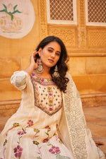 Wow handloom cotton with heavy embroidery on yoke and brush painted all over the piece!