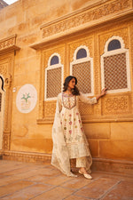 Wow handloom cotton with heavy embroidery on yoke and brush painted all over the piece!