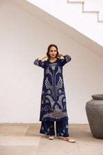 Super super heavy slub cotton palazzo set in blue