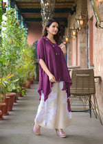 Purple shantoon kaftan top paired with cotton pant