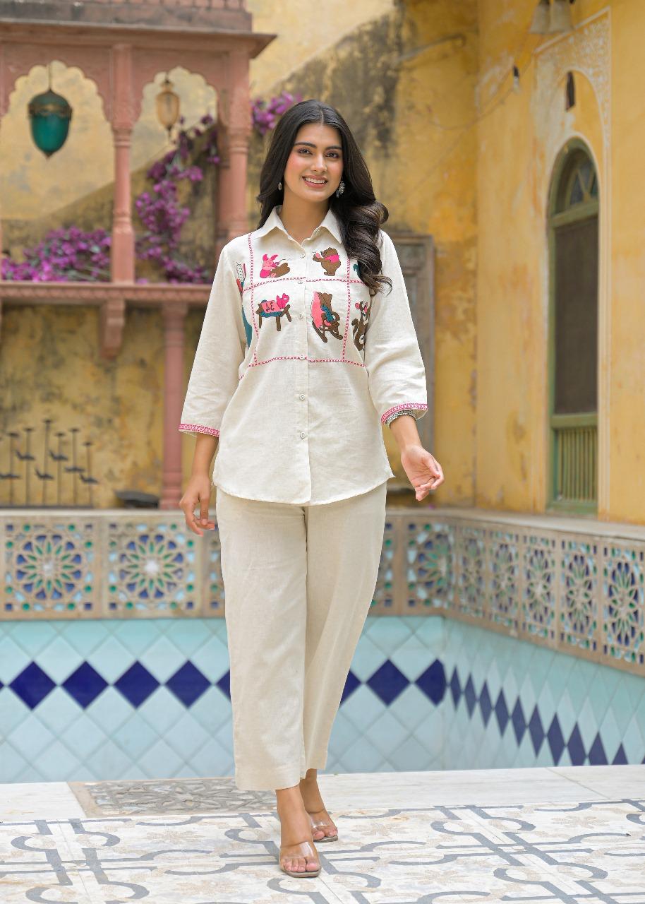 Quirky appliqué work cotton Co ord set