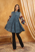 Pure Mul silk stylish top in blue