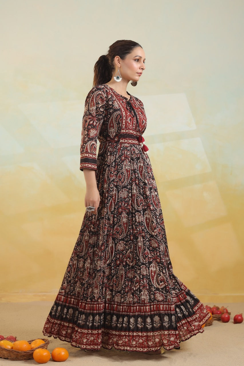 Beautiful cotton ajrakh gown Aashvi Couture Beautiful cotton ajrakh gown Aashvi Couture