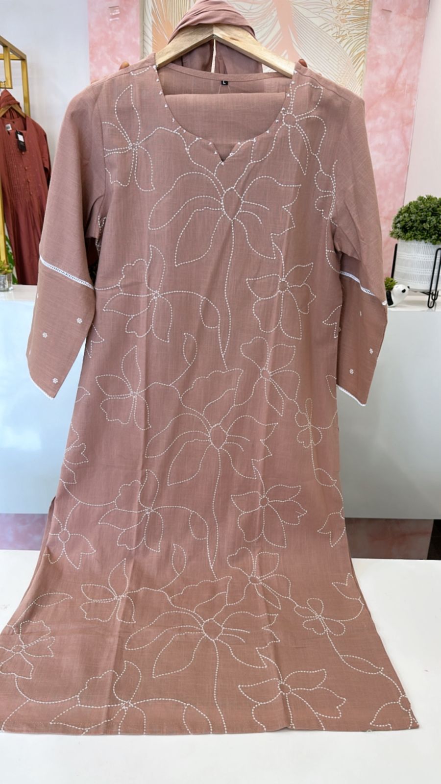 Fully embroidered cotton suit set