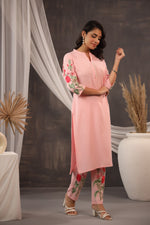 Fully embroidered kurta pant in pink
