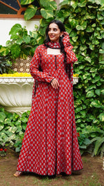 Designer red Anarkali suit set