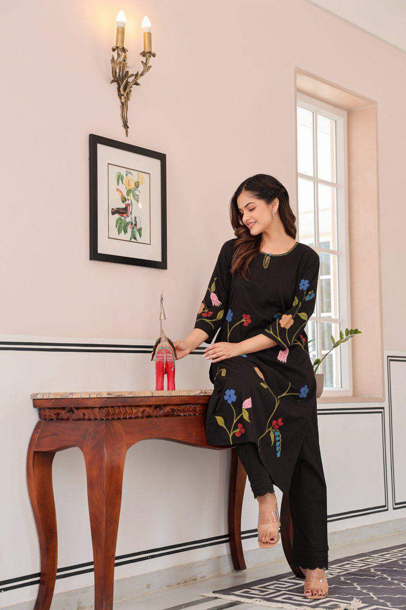 Smart pure cotton brush painted kurta pant