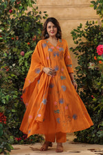 Pretty pretty embroidered Mul Chanderi Anarkali suit set