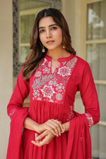 Designer pocket Mul cotton full suit set in pink
