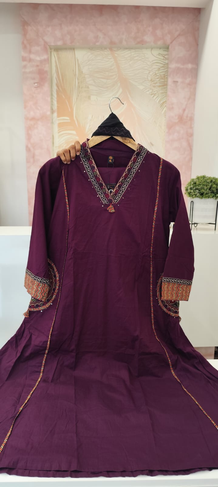 Smart cotton designer pocket suit set in pretty purple