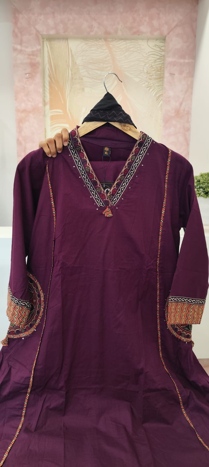 Smart cotton designer pocket suit set in pretty purple