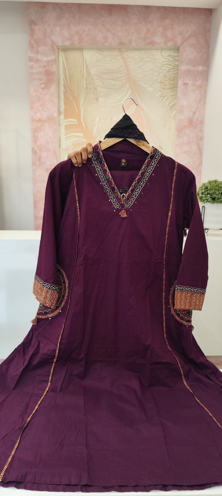 Smart cotton designer pocket suit set in pretty purple