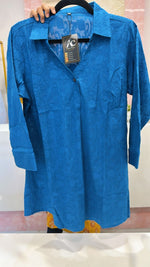 Pretty n premium cotton self top in blue