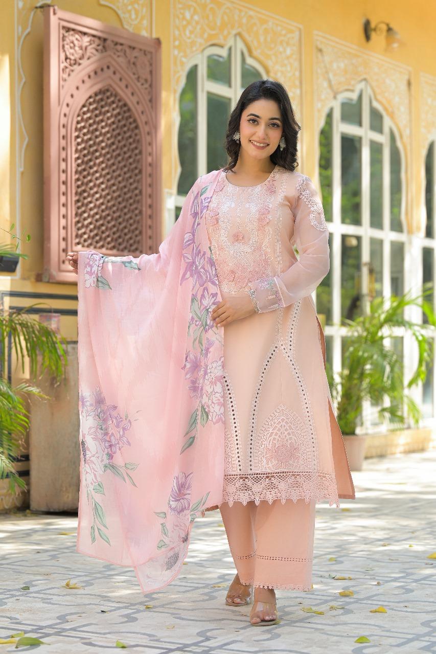 Premium cotton lace detailing suit set