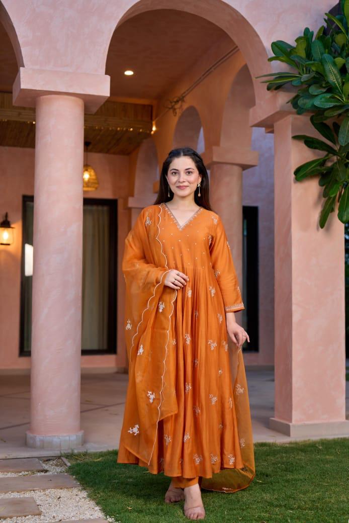 Pure Mul Chanderi lining Zari work suit set&nbsp;