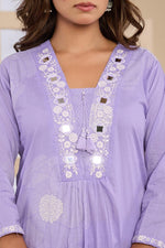 Wow smart digital printed real mirror cotton full suit set in purple