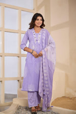 Wow smart digital printed real mirror cotton full suit set in purple