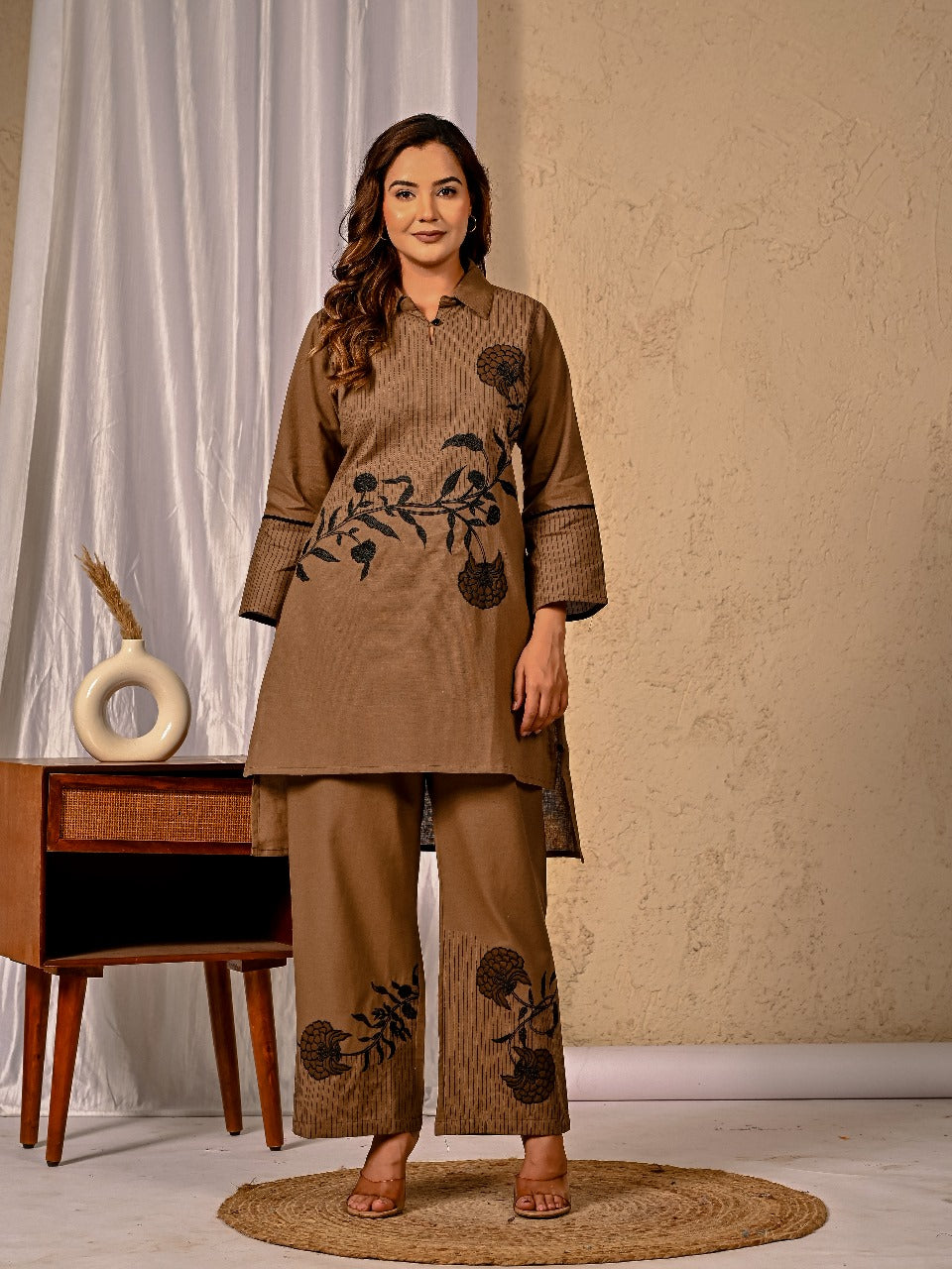 Restocked on high demand ! Smart appliqué work cotton co ord