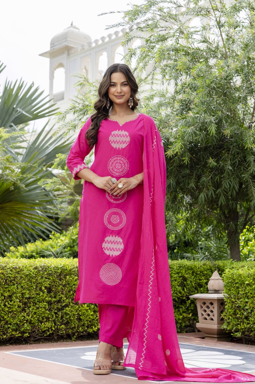 Pure cotton fully embroidered suit set