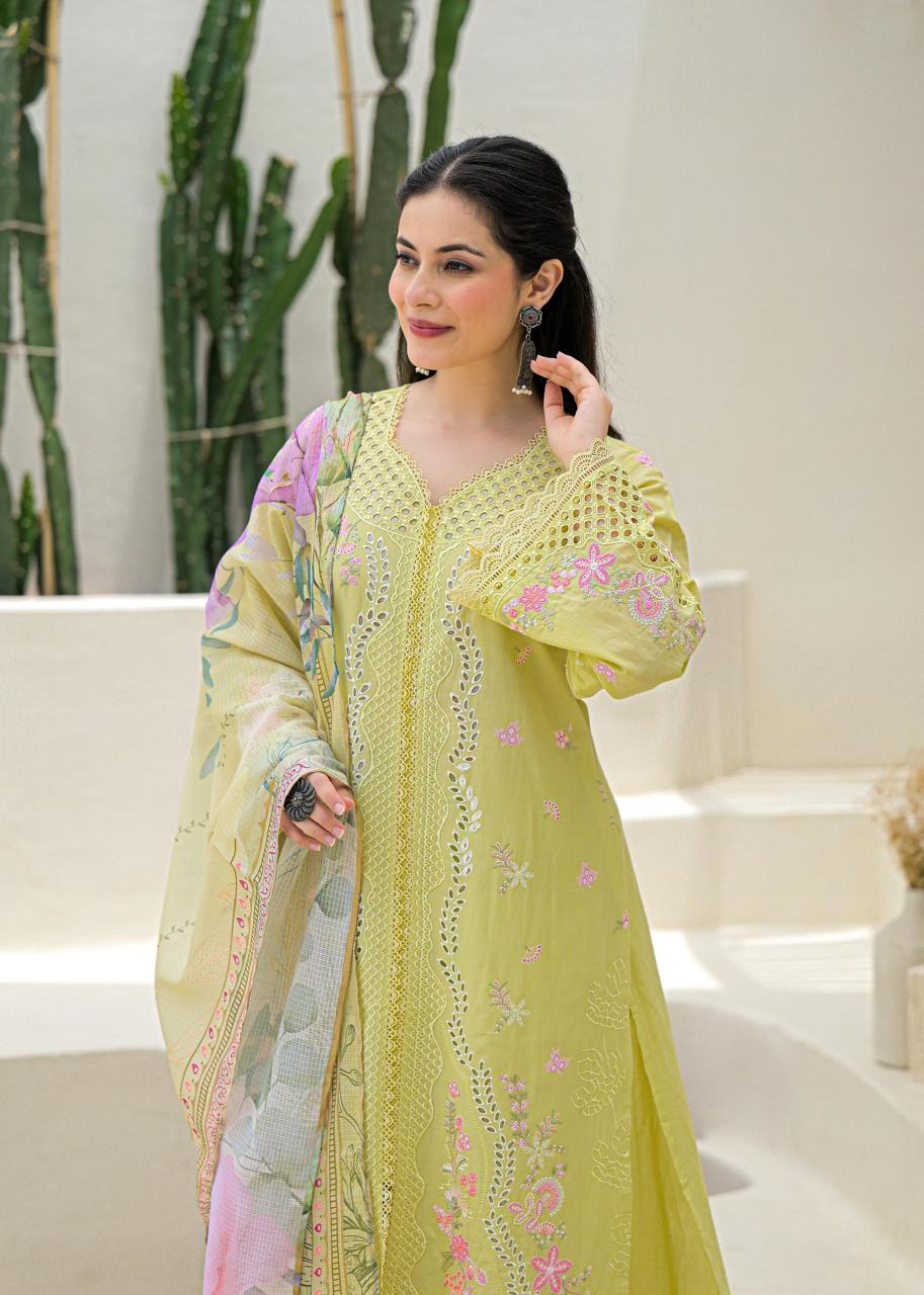 Pure cotton Shifli co ord set in green
