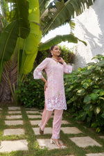 Smart appliqué Shifli co ord set in pink