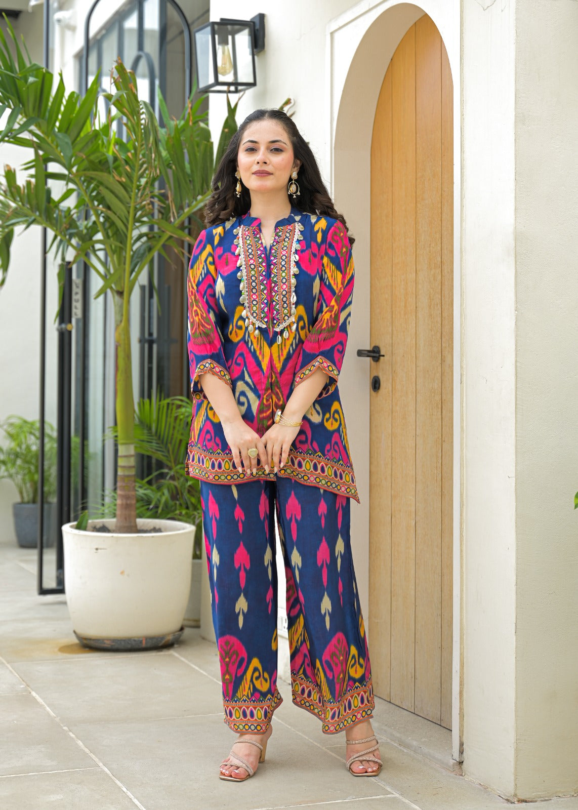 Pure crepe Ikkat co ord set !!