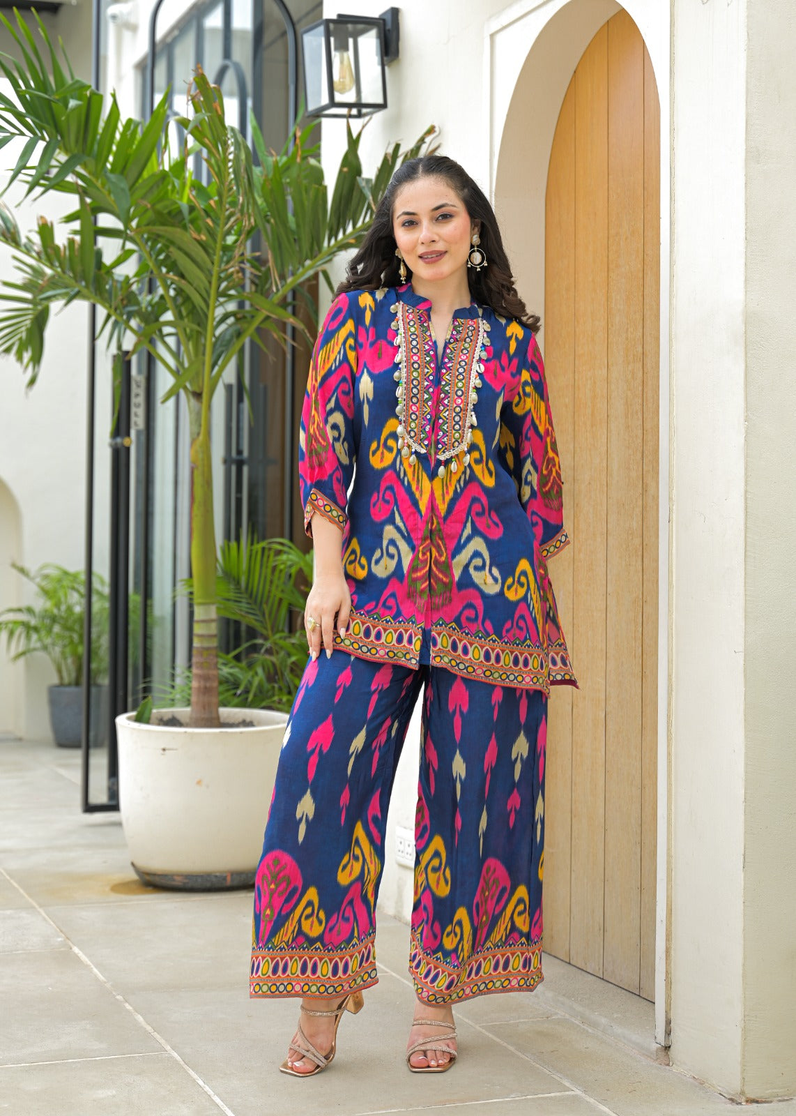 Pure crepe Ikkat co ord set !!