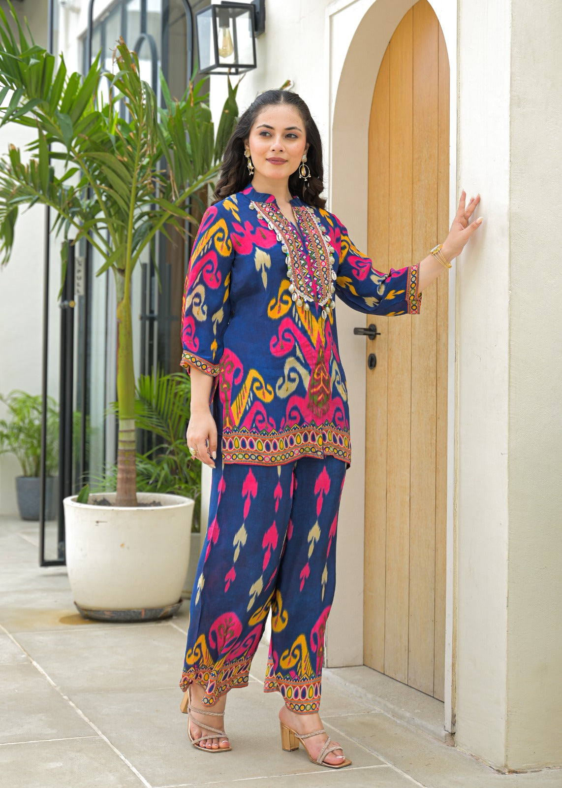 Pure crepe Ikkat co ord set !!